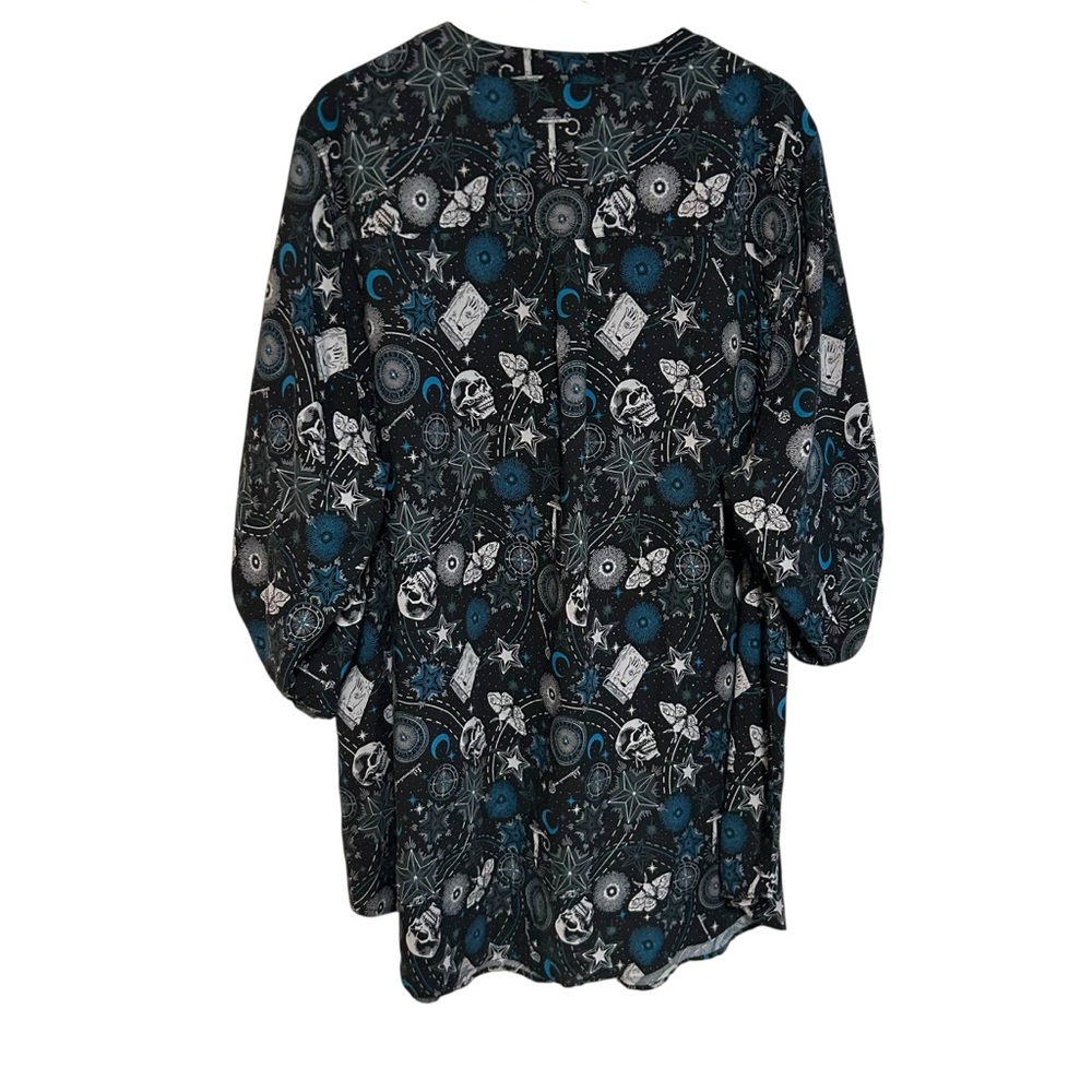 Torrid 3 Harper 3/4 Sleeve Pullover Tunic Top Skull Celestial witchy vibe blouse - Picture 5 of 16